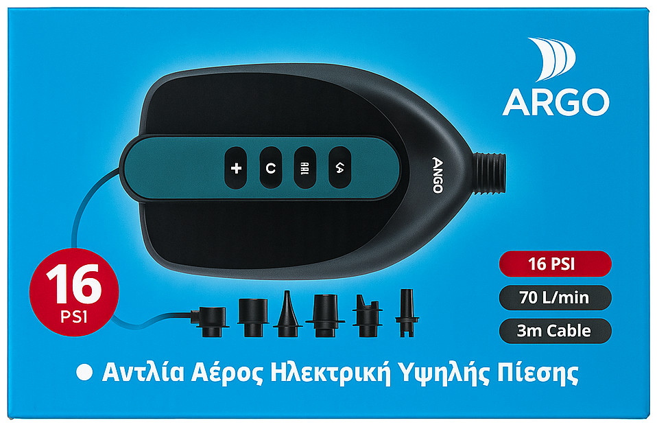 Ηλεκτρική Τρόμπα Υψηλής Πίεσης Argo για SUP έως 16psi με Έξι Ακροφύσια Κωδ. 10069